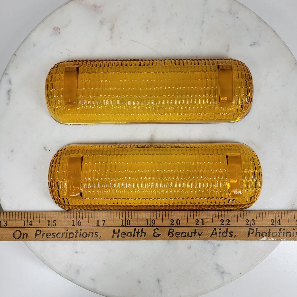 Vintage Indiana Glass Corn Cob Dish 8.5" x 2" Amber Retro Holder Plate Tray - Picture 11 of 11